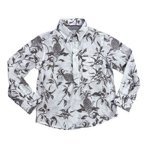 Brunello Cucinelli Kids' Tropical‎ Print Half-Button Down Shirt Size 6